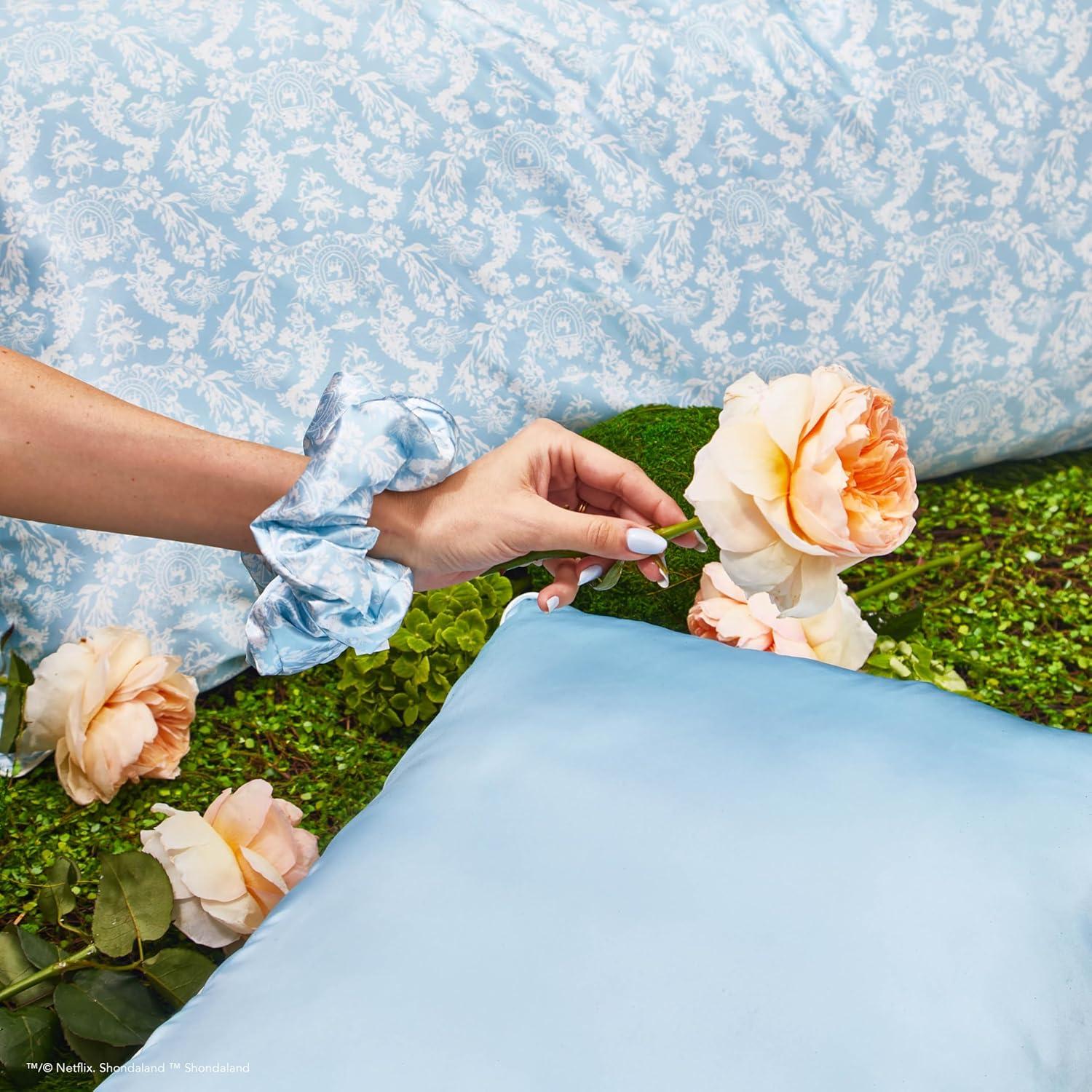 imageKitsch x Lisa Frank Satin Pillowcase with Zipper for Hair amp Skin Softer Than Silk Pillow Cases Queen WrinkleFree Smooth and Cooling Satin Pillow Covers StandardQueen Size 19x26 Angel KittyBridgerton Toile De Blue