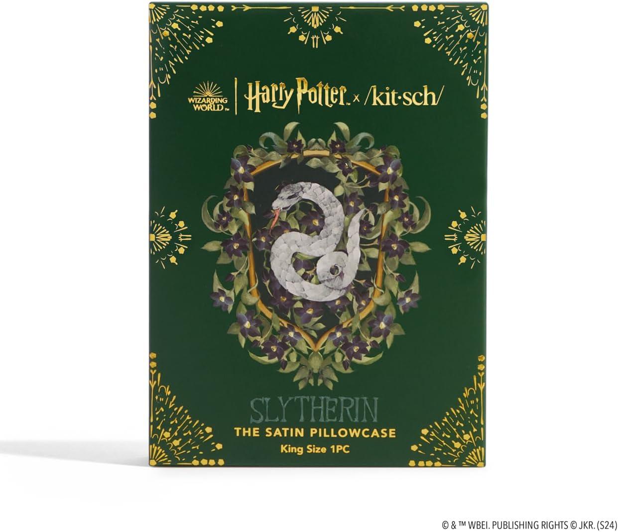 imageKitsch x Lisa Frank Satin Pillowcase with Zipper for Hair amp Skin Softer Than Silk Pillow Cases Queen WrinkleFree Smooth and Cooling Satin Pillow Covers StandardQueen Size 19x26 Angel KittyHarry Potter Slytherin