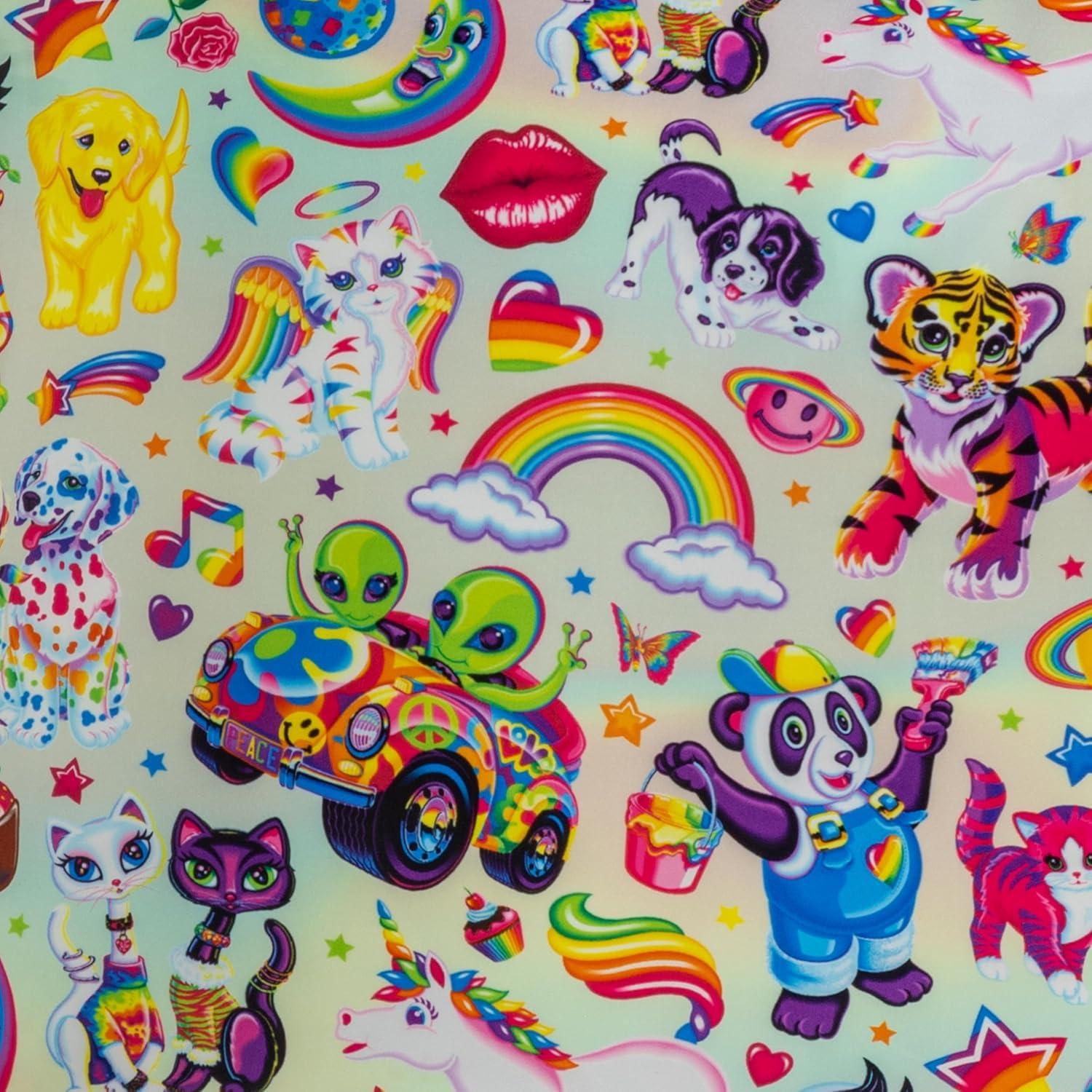 imageKitsch x Lisa Frank Satin Pillowcase with Zipper for Hair amp Skin Softer Than Silk Pillow Cases Queen WrinkleFree Smooth and Cooling Satin Pillow Covers StandardQueen Size 19x26 Angel KittyLisa Frank