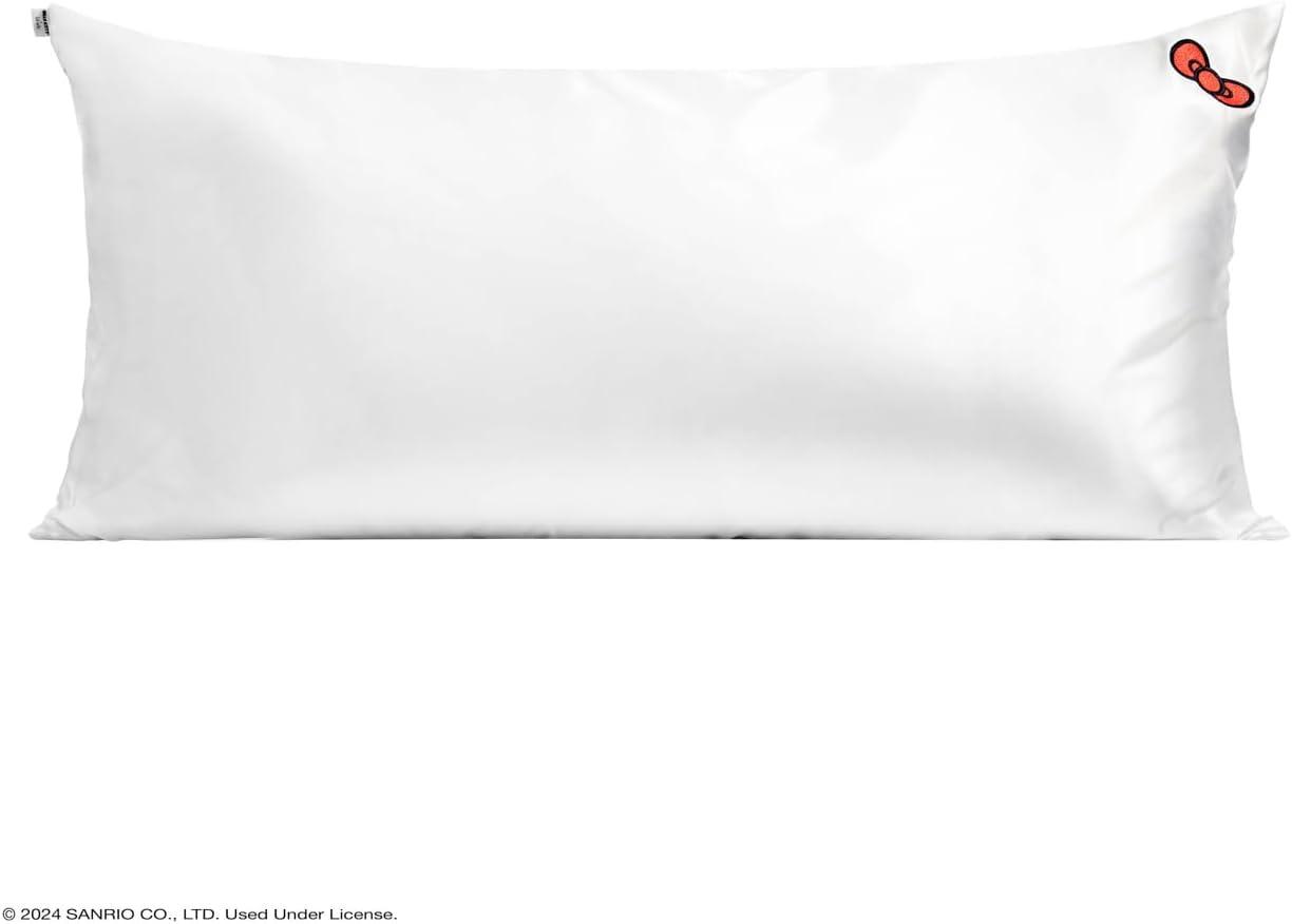 imageKitsch x Lisa Frank Satin Pillowcase with Zipper for Hair amp Skin Softer Than Silk Pillow Cases Queen WrinkleFree Smooth and Cooling Satin Pillow Covers StandardQueen Size 19x26 Angel KittyHello Kitty Ivory