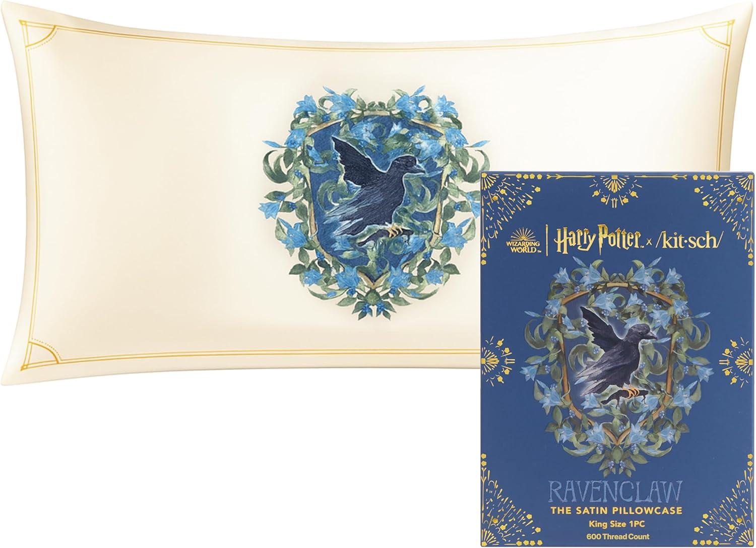 imageKitsch x Lisa Frank Satin Pillowcase with Zipper for Hair amp Skin Softer Than Silk Pillow Cases Queen WrinkleFree Smooth and Cooling Satin Pillow Covers StandardQueen Size 19x26 Angel KittyHarry Potter Ravenclaw