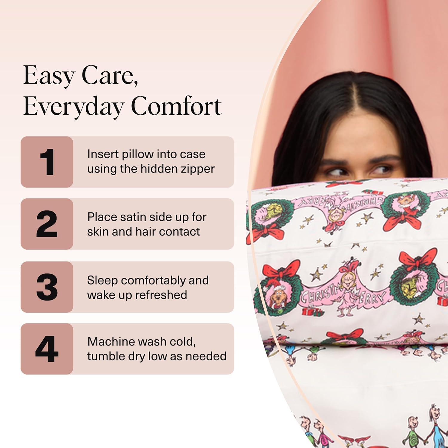 imageKitsch x Lisa Frank Satin Pillowcase with Zipper for Hair amp Skin Softer Than Silk Pillow Cases Queen WrinkleFree Smooth and Cooling Satin Pillow Covers StandardQueen Size 19x26 Angel KittyCindy Lou