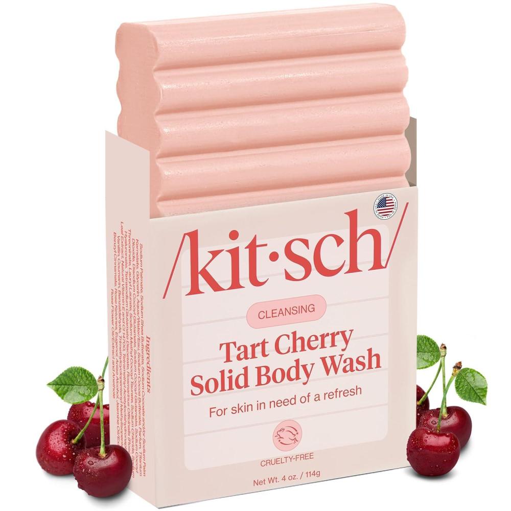 imageKitsch Cleansing Tart Cherry Soap Bar with Refreshing Scent  EcoFriendly Body Wash Women Love  Cherry Solid Bar Soap for Daily Use  Silicone Sulfate and Paraben Free Made in USA  4oz