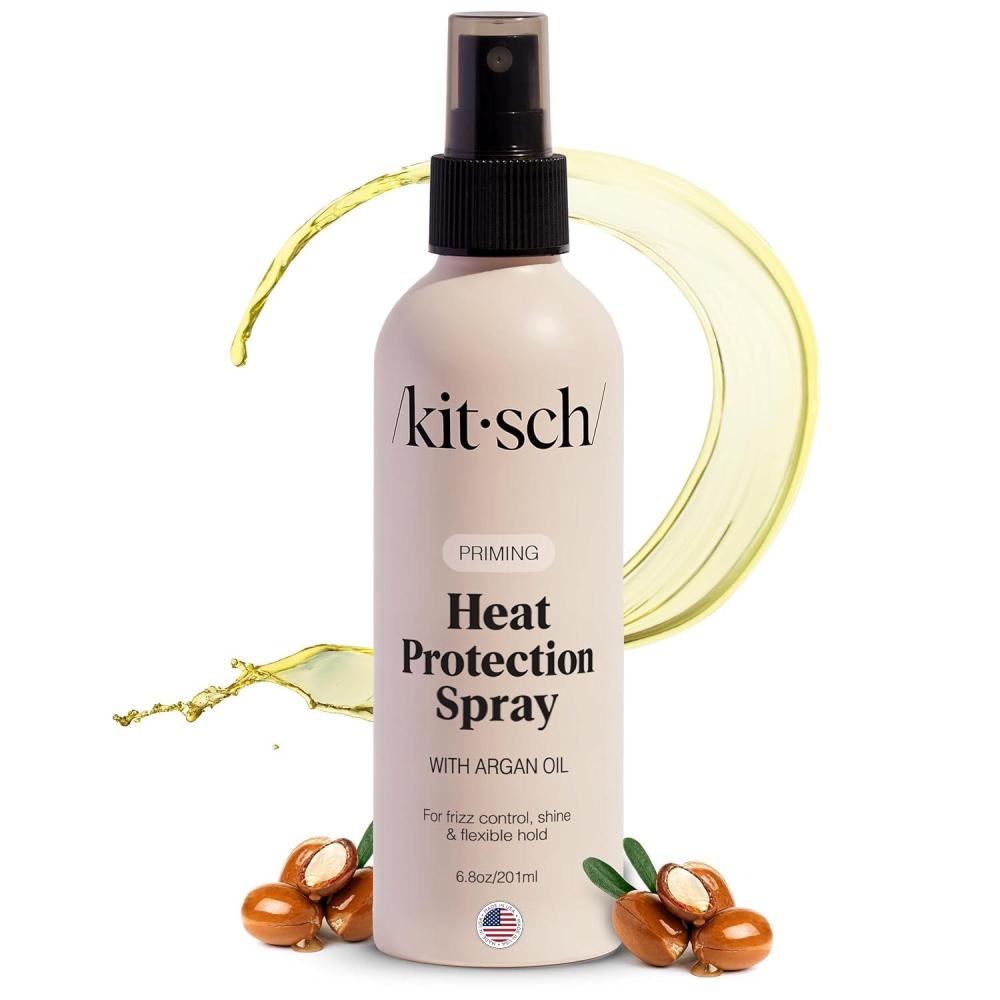 imageKitsch Heat Protection Spray for Hair  Heat Protectant for Hair with Argan Oil  Styling Hair Spray for Frizz Control Shine amp Damage Protection  Protects Strands  Ideal Gifts for Women  68oz