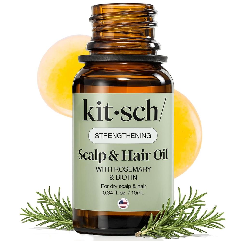 imageKitsch Rosemary Oil for Hair Growth PreWash Hair Oil with Castor Biotin Jojoba Hair Care Adds Shine Strengthens Roots Scalp Treatment Ideal Gifts for Women Lavender Scent 60mL034 Fl Oz Pack of 1
