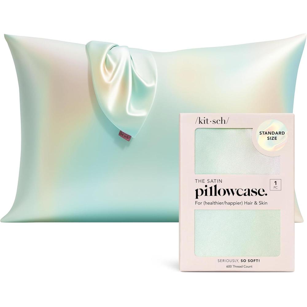 imageKitsch Satin Pillowcase Softer Than Silk Pillow Cases Cooling Pillow Covers King Size Pillow Cases Set of 2 Satin Pillowcase with Zipper for Hair Skin amp Quality Sleep 19x36 Blush 2pcsAura