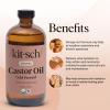 Kitsch Organic Castor Oil for Hair Growth – 100% Pure Castor Oil, Organic Cold Pressed Unrefined Glass Bottle for Face, Skin, Lashes, Brows, Scalp, Nails & Belly Button | Ideal Gifts for Women- 16 oz(16 Fl Oz (Pack of 1))