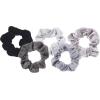 Kitsch Satin Scrunchies for Women – No Crease Hair Ties for Girls | Scrunchies For All Hair Types and Textures, Perfect for Day or Night | Ideal Gifts for Women – Assorted Cherry Blossom, 5pcs(Velvet Black/Gray)