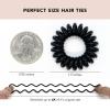 Kitsch Spiral Hair Ties for Women – Black Elastic Hair Ties No Damage, Ponytail Holders for Thick and Thin Hair – Creaseless and Dent-Free Coil | Ideal Gifts for Women – 8pc Set, Black(Brunette)