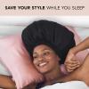 Kitsch XL Satin Bonnet for Sleeping – Softer Than Silk Hair Bonnet for Women – Secure Fit, Adjustable Night Cap for Curly & Textured Hair – Prevents Breakage, Tangles & Thinning – Charcoal(Black)