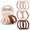 Kitsch Hair Ties No Damage – Strong, Stretchy Hair Bands | Soft Nylon Ponytail Holders, Snag-Free Rubber Bands, Perfect for Updos & Braids | Ideal Gifts for Women – Black, 8pcs(Rosewood (Pack of 8))