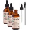 Kitsch Organic Castor Oil For Hair Growth, Castor Oil Organic Cold Pressed Unrefined Glass Bottle, 100% Pure For Face Skin Lashes Brows Scalp Nails & Belly Button | Ideal Gifts for Women – 3Pack x 2oz