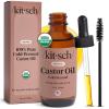 Kitsch Organic Castor Oil for Hair Growth – 100% Pure Castor Oil, Organic Cold Pressed Unrefined Glass Bottle for Face, Skin, Lashes, Brows, Scalp, Nails & Belly Button | Ideal Gifts for Women- 16 oz(4 Fl Oz (Pack of 1))