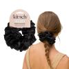 Kitsch Satin Scrunchies for Women – No Crease Hair Ties for Girls | Scrunchies For All Hair Types and Textures, Perfect for Day or Night | Ideal Gifts for Women – Assorted Cherry Blossom, 5pcs(Black Ruffle)