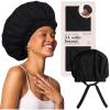 Kitsch XL Satin Bonnet for Sleeping – Softer Than Silk Hair Bonnet for Women – Secure Fit, Adjustable Night Cap for Curly & Textured Hair – Prevents Breakage, Tangles & Thinning – Charcoal(Black)