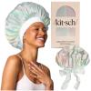 Kitsch XL Satin Bonnet for Sleeping – Softer Than Silk Hair Bonnet for Women – Secure Fit, Adjustable Night Cap for Curly & Textured Hair – Prevents Breakage, Tangles & Thinning – Charcoal(Aura)