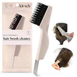 Kitsch Hair Brush Cleaner Tool | Double-Sided 2-in-1 Brush Cleaner for Hair Brushes & Combs | Eco-Friendly Cleaning Tool with Pick & Bristles, Perfect Gifts for Women | Hair Stylist Essentials