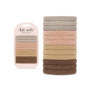 Kitsch Hair Ties No Damage – Strong, Stretchy Hair Bands | Soft Nylon Ponytail Holders, Snag-Free Rubber Bands, Perfect for Updos & Braids | Ideal Gifts for Women – Black, 8pcs(Neutral (Pack of 12))