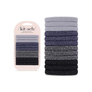 Kitsch Hair Ties No Damage – Strong, Stretchy Hair Bands | Soft Nylon Ponytail Holders, Snag-Free Rubber Bands, Perfect for Updos & Braids | Ideal Gifts for Women – Black, 8pcs(Dark (Pack of 12))