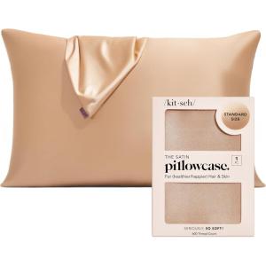 Kitsch Satin Pillowcase, Softer Than Silk Pillow Cases, Cooling Pillow Covers, King Size Pillow Cases Set of 2, Satin Pillowcase with Zipper for Hair, Skin & Quality Sleep, 19″x36″ Blush, 2pcs(Champagne)