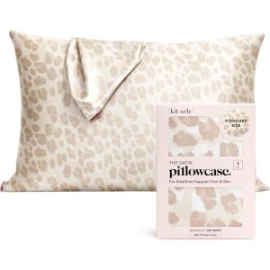 Kitsch Satin Pillowcase, Softer Than Silk Pillow Cases, Cooling Pillow Covers, King Size Pillow Cases Set of 2, Satin Pillowcase with Zipper for Hair, Skin & Quality Sleep, 19″x36″ Blush, 2pcs(Leopard)