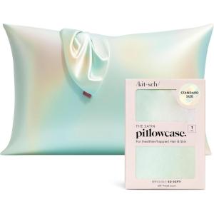 Kitsch Satin Pillowcase, Softer Than Silk Pillow Cases, Cooling Pillow Covers, King Size Pillow Cases Set of 2, Satin Pillowcase with Zipper for Hair, Skin & Quality Sleep, 19″x36″ Blush, 2pcs(Aura)