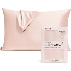Kitsch Satin Pillowcase, Softer Than Silk Pillow Cases, Cooling Pillow Covers, King Size Pillow Cases Set of 2, Satin Pillowcase with Zipper for Hair, Skin & Quality Sleep, 19″x36″ Blush, 2pcs(Blush)