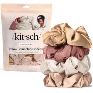 Kitsch Satin Scrunchies for Women – No Crease Hair Ties for Girls | Scrunchies For All Hair Types and Textures, Perfect for Day or Night | Ideal Gifts for Women – Assorted Cherry Blossom, 5pcs(Blush (4 Pcs))