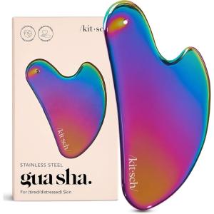 Kitsch Stainless Steel Gua Sha Facial Tools – Lymphatic Drainage Massager for Face & Chin, Jawline Shaper, Double Chin Reducer, Guasha Tool for Face Massager, Skin Care Tools – Irridescent(Irridescent)