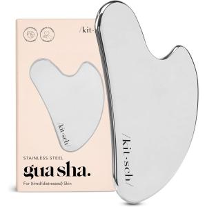 Kitsch Stainless Steel Gua Sha Facial Tools – Lymphatic Drainage Massager for Face & Chin, Jawline Shaper, Double Chin Reducer, Guasha Tool for Face Massager, Skin Care Tools – Irridescent(Silver)