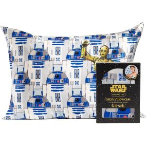 Kitsch x Lisa Frank Satin Pillowcase with Zipper for Hair & Skin, Softer Than Silk Pillow Cases Queen, Wrinkle-Free, Smooth and Cooling Satin Pillow Covers Standard/Queen Size 19×26 – Angel Kitty(R2-d2 & C-3po)