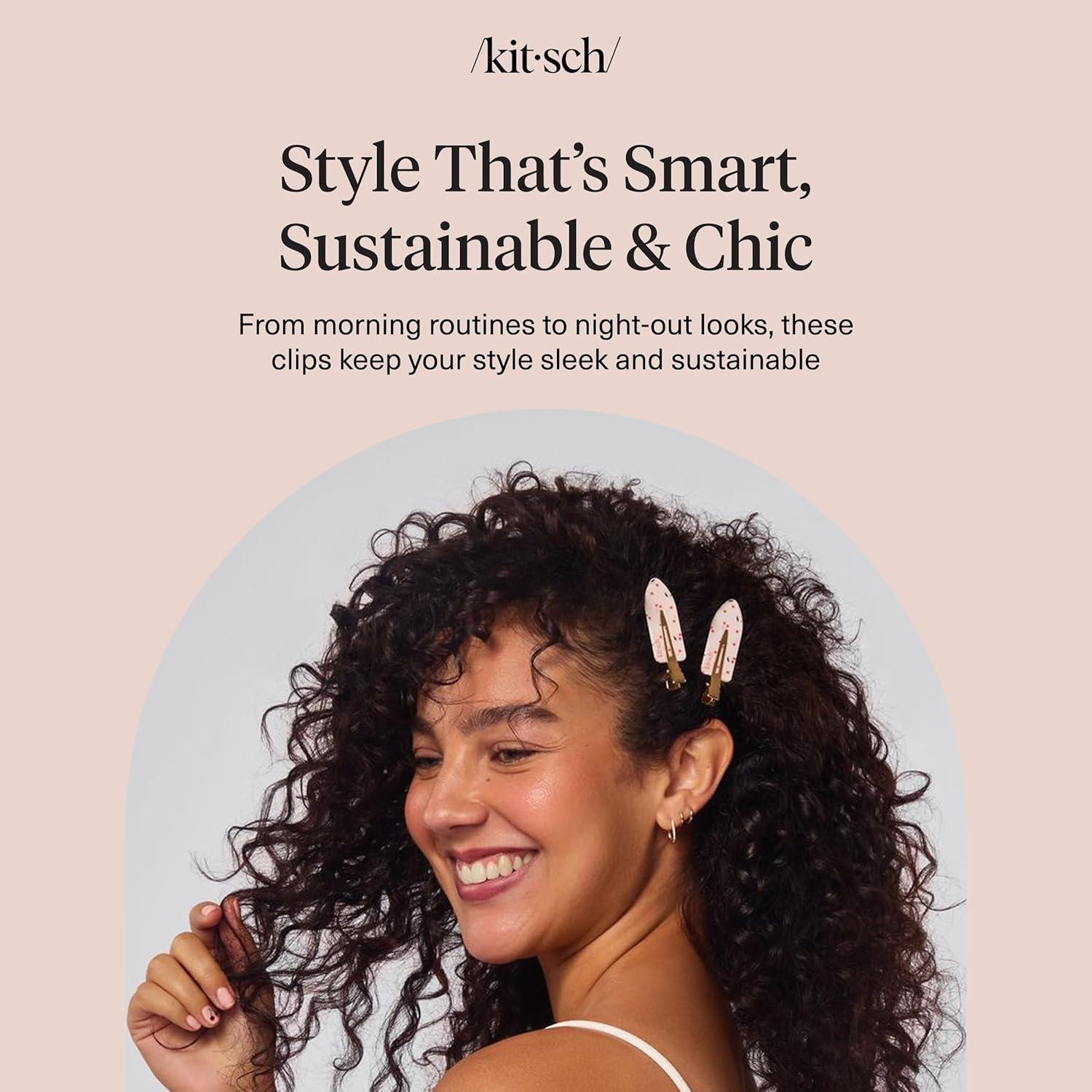 imageHello Kitty x Kitsch Creaseless Hair Clips for Women No Crease No Bend Hair Clips for Styling Bangs Makeup Application Face Wash Durable Plastic Red Bow Design Ideal Gifts for Women 2pcCherry Print