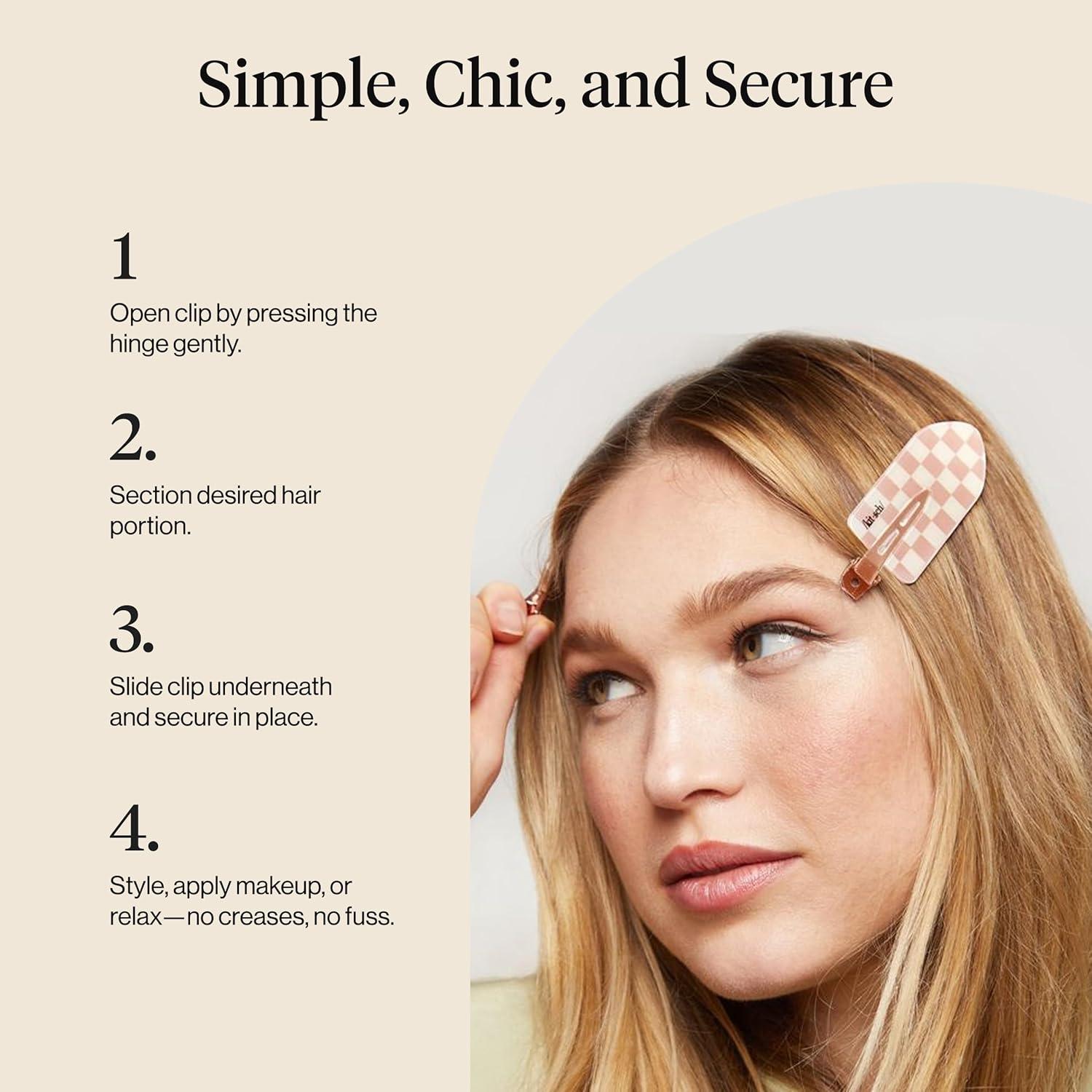 imageHello Kitty x Kitsch Creaseless Hair Clips for Women No Crease No Bend Hair Clips for Styling Bangs Makeup Application Face Wash Durable Plastic Red Bow Design Ideal Gifts for Women 2pcTerracotta Checkered