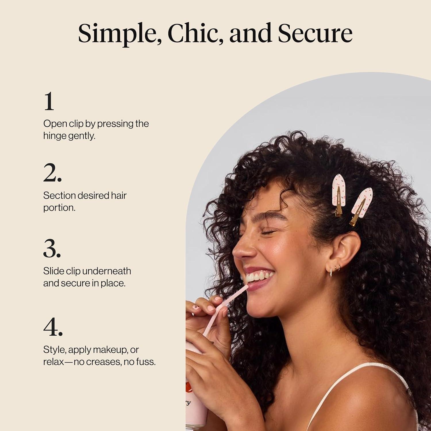 imageHello Kitty x Kitsch Creaseless Hair Clips for Women No Crease No Bend Hair Clips for Styling Bangs Makeup Application Face Wash Durable Plastic Red Bow Design Ideal Gifts for Women 2pcCherry Print