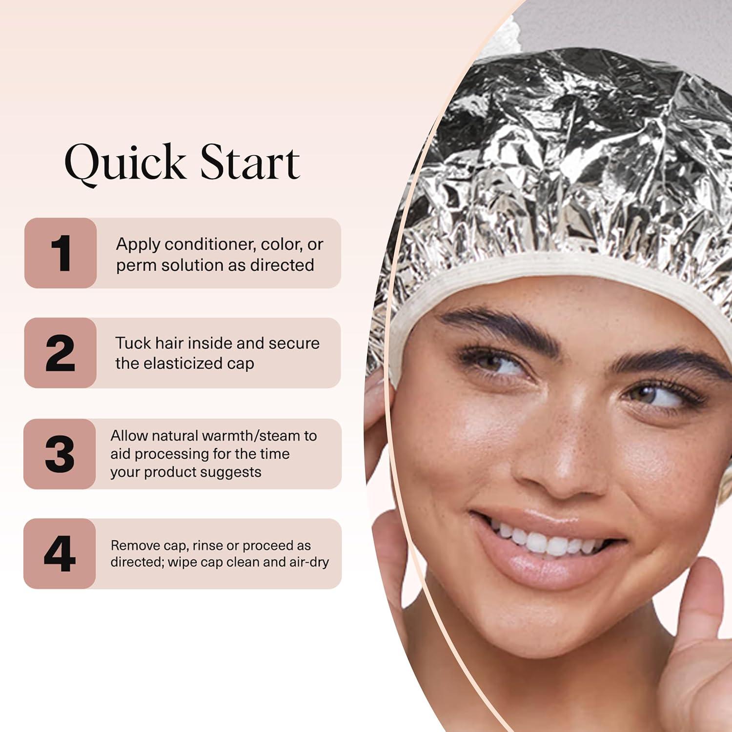 imageKitsch Aluminum Foil Heat Cap for Deep Conditioning Reusable Hair Streamer For Coloring Perm amp Treatment Heat Cap with Elastic Band Processing Caps for Hair Shower Caps for Sauna Shower amp Spa