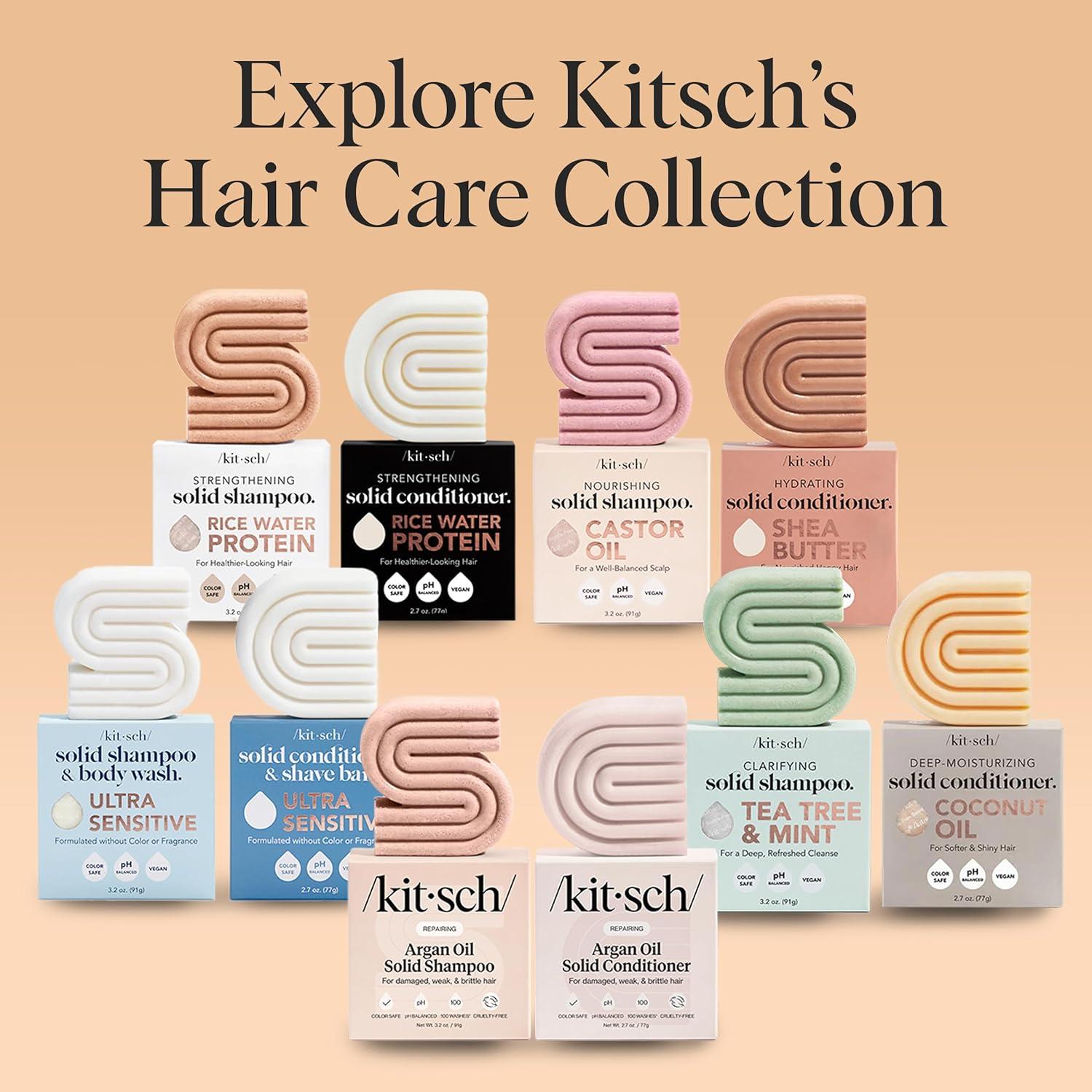 imageKitsch Argan Oil Shampoo Bar Repairing Hair Shampoo for Men amp Women Strengthening Nourishing Hair Care Reduce Breakage amp Boost Elasticity Silicone Paraben amp Sulfate Free Made in USA 32 oz