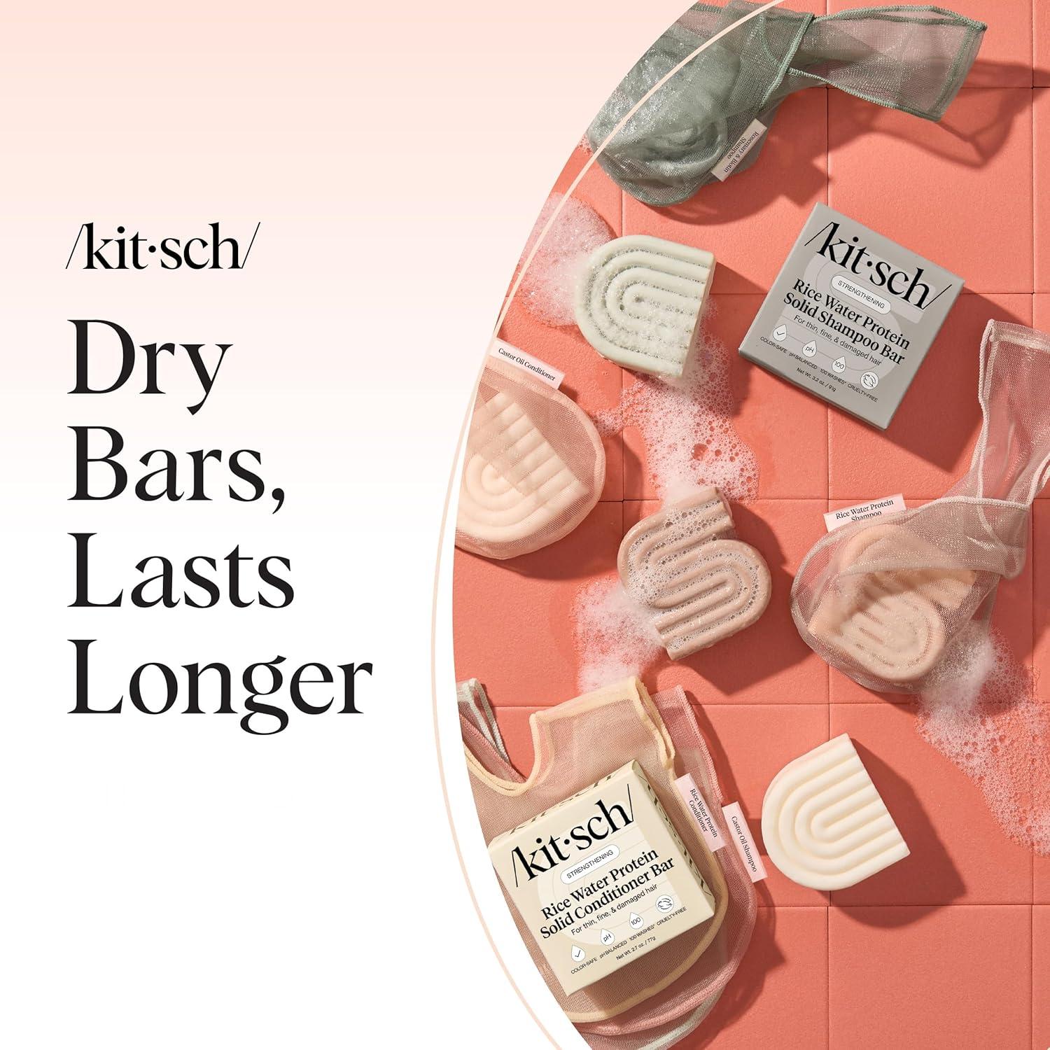 imageKitsch Bar Soap Saver Bag Patented Mesh Bag Soap Holder for Rosemary amp Biotin Conditioner Bar with Tag Identifier Extends Use amp Prevents Soggy Mess Recycled Mesh Beauty Pouch EcoFriendlyRice Water Protein Shampoo Bar Bag