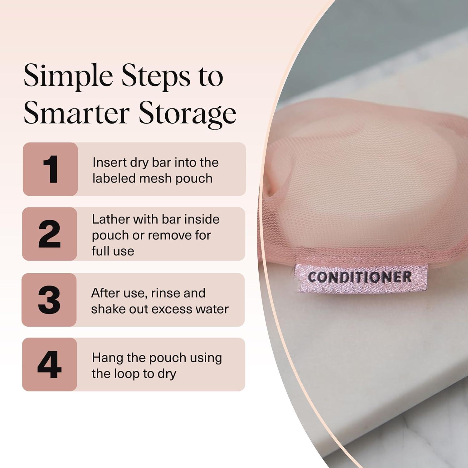 imageKitsch Bar Soap Saver Bag Patented Mesh Bag Soap Holder for Shampoo Conditioner amp Body Wash Bar Extends Use amp Prevents Soggy Mess Recycled Mesh Pouch Blush Terracotta amp Chocolate 3pc SetBlush Terracotta