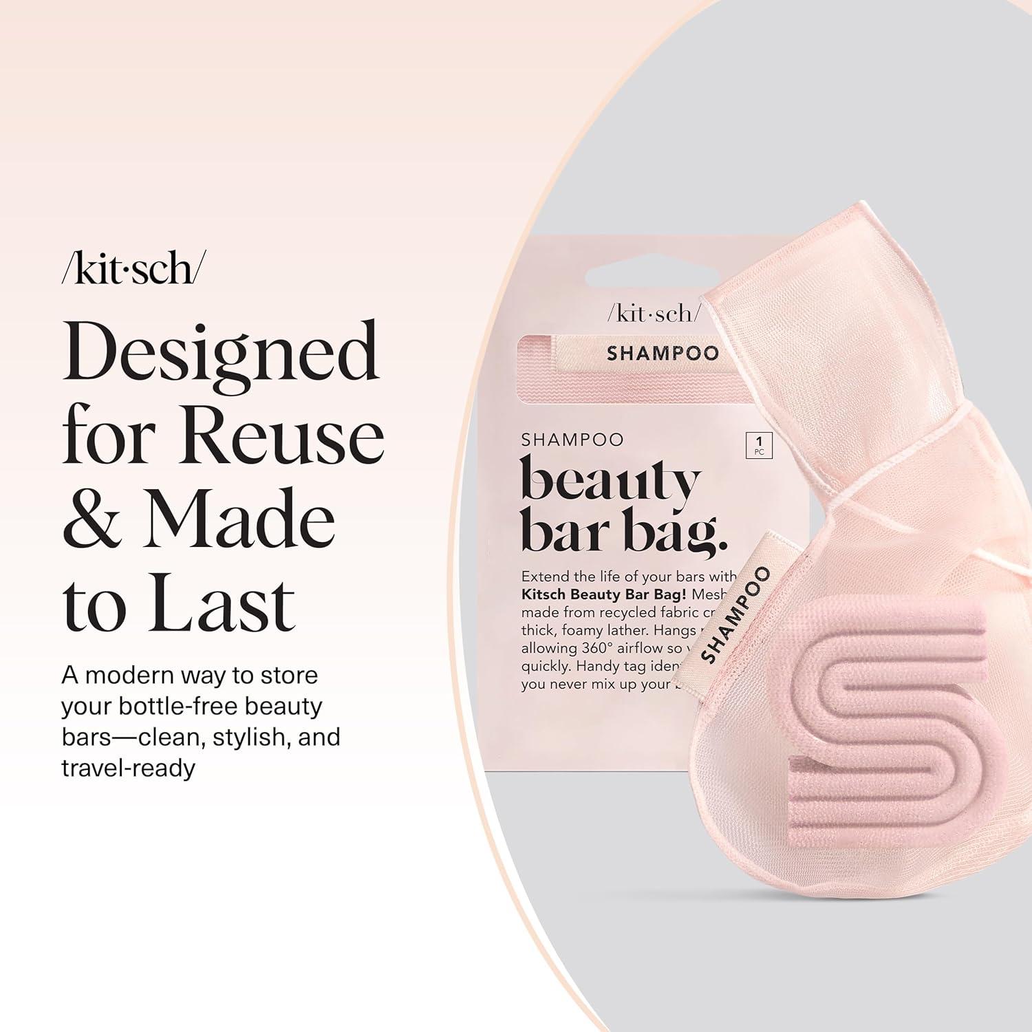 imageKitsch Bar Soap Saver Bag Patented Mesh Bag Soap Holder for Shampoo Conditioner amp Body Wash Bar Extends Use amp Prevents Soggy Mess Recycled Mesh Pouch Blush Terracotta amp Chocolate 3pc SetBlush