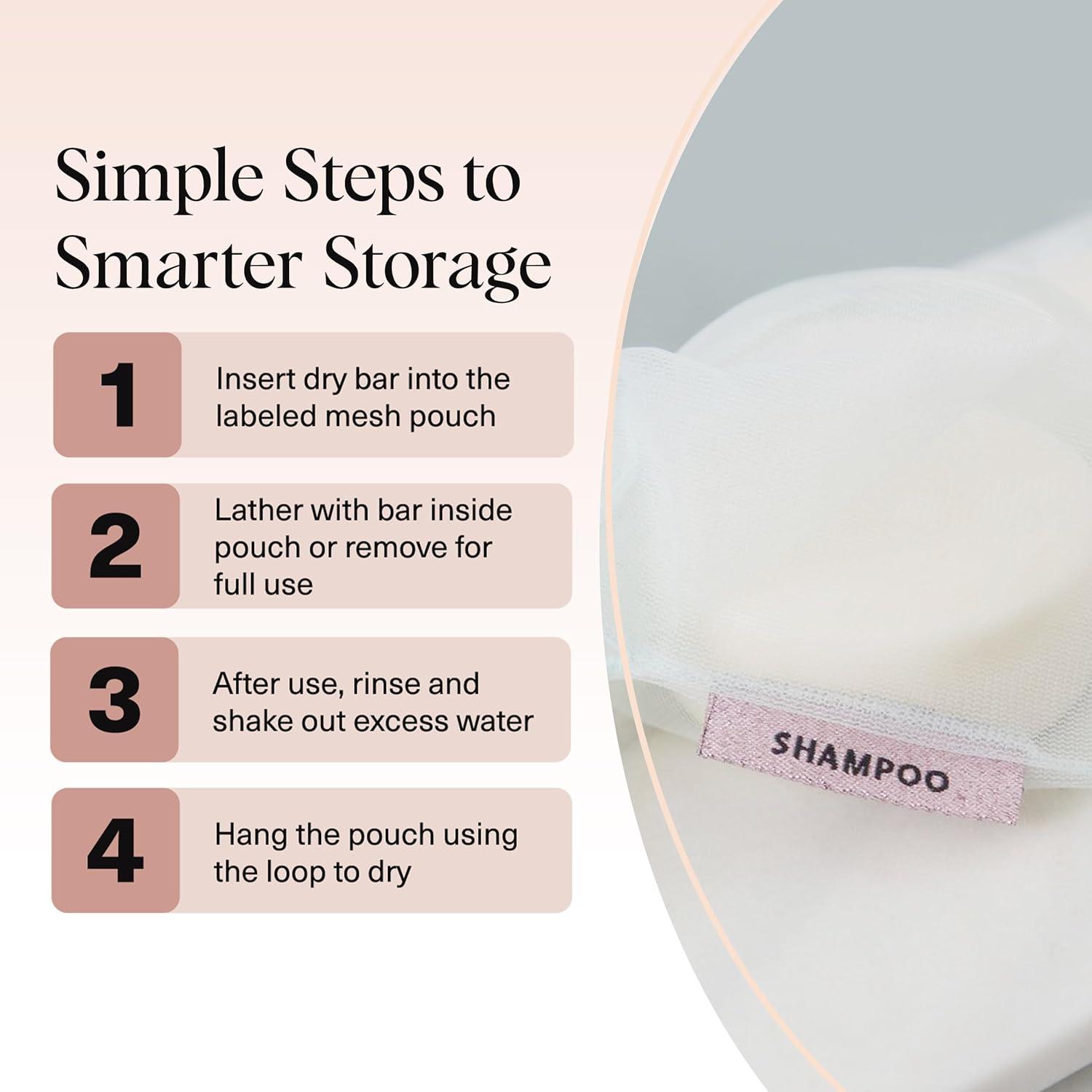 imageKitsch Bar Soap Saver Bag Patented Mesh Bag Soap Holder for Shampoo Conditioner amp Body Wash Bar Extends Use amp Prevents Soggy Mess Recycled Mesh Pouch Blush Terracotta amp Chocolate 3pc SetMint