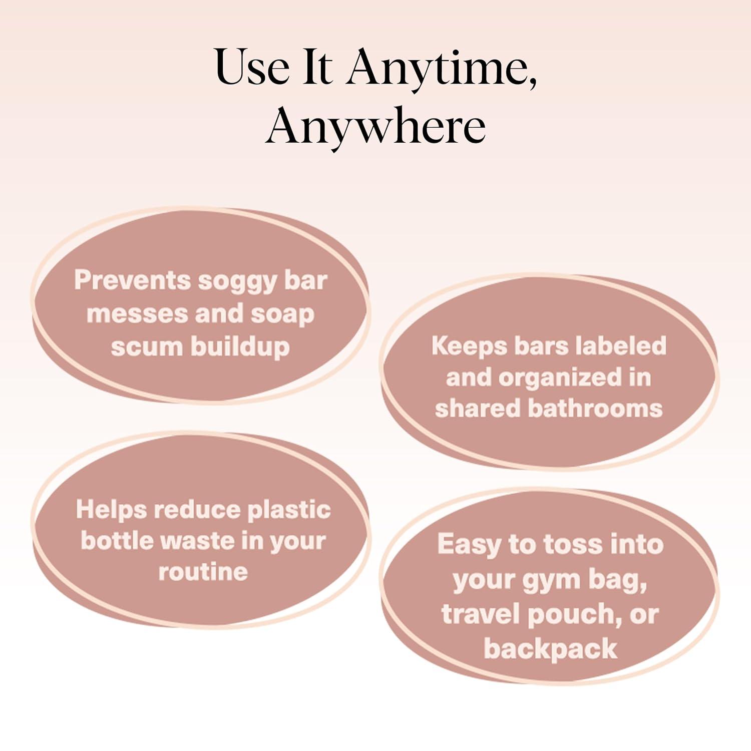 imageKitsch Bar Soap Saver Bag Patented Mesh Bag Soap Holder for Shampoo Conditioner amp Body Wash Bar Extends Use amp Prevents Soggy Mess Recycled Mesh Pouch Blush Terracotta amp Chocolate 3pc SetBlack