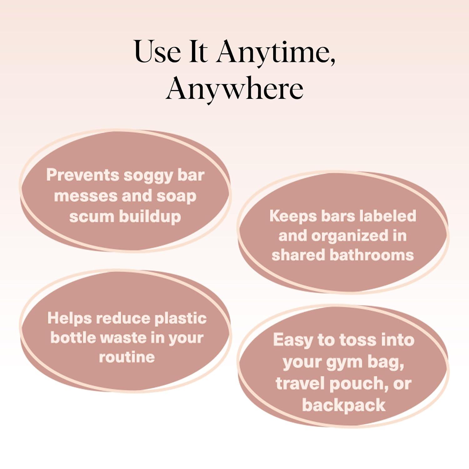 imageKitsch Bar Soap Saver Bag Patented Mesh Bag Soap Holder for Shampoo Conditioner amp Body Wash Bar Extends Use amp Prevents Soggy Mess Recycled Mesh Pouch Blush Terracotta amp Chocolate 3pc SetBlush Terracotta