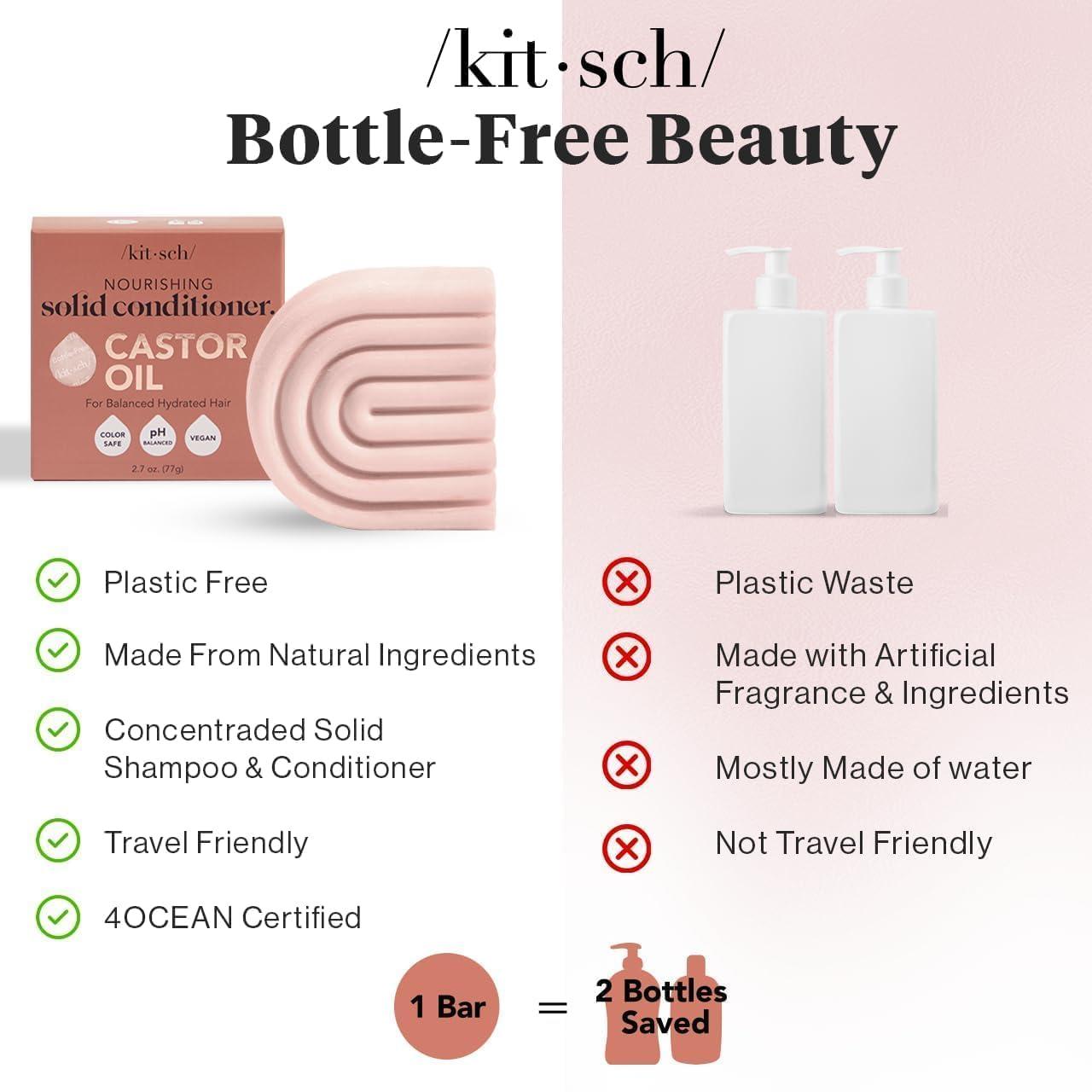 imageKitsch Castor Oil Conditioner Bar Soap Hydrating amp Moisturizing Hair Care Organic Castor Oil Conditioner for Hair Growth amp Scalp Nourishment Silicone amp ParabenFree Vegan Made in USA 27oz