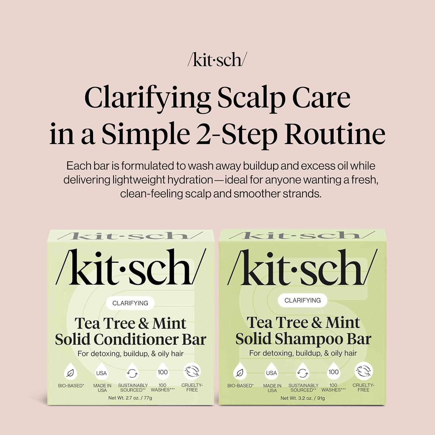 imageKitsch Clarifying Tea Tree Shampoo and Conditioner Set Shampoo amp Conditioner Bar for Women and Men Scalp amp Oil Control Hair Care Free of Paraben Sulfate amp Silicone Made in USA 2 pcs