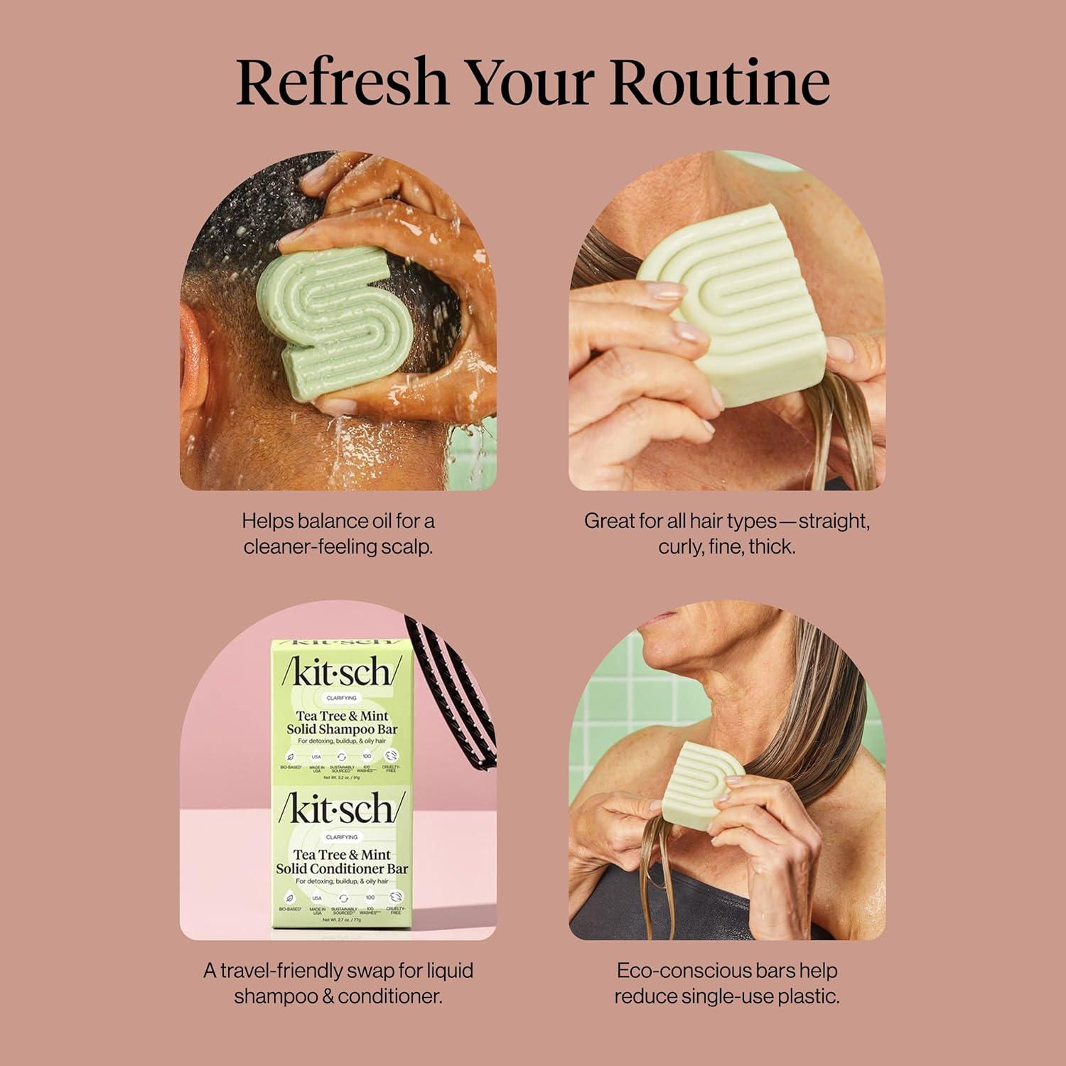 imageKitsch Clarifying Tea Tree Shampoo and Conditioner Set Shampoo amp Conditioner Bar for Women and Men Scalp amp Oil Control Hair Care Free of Paraben Sulfate amp Silicone Made in USA 2 pcs