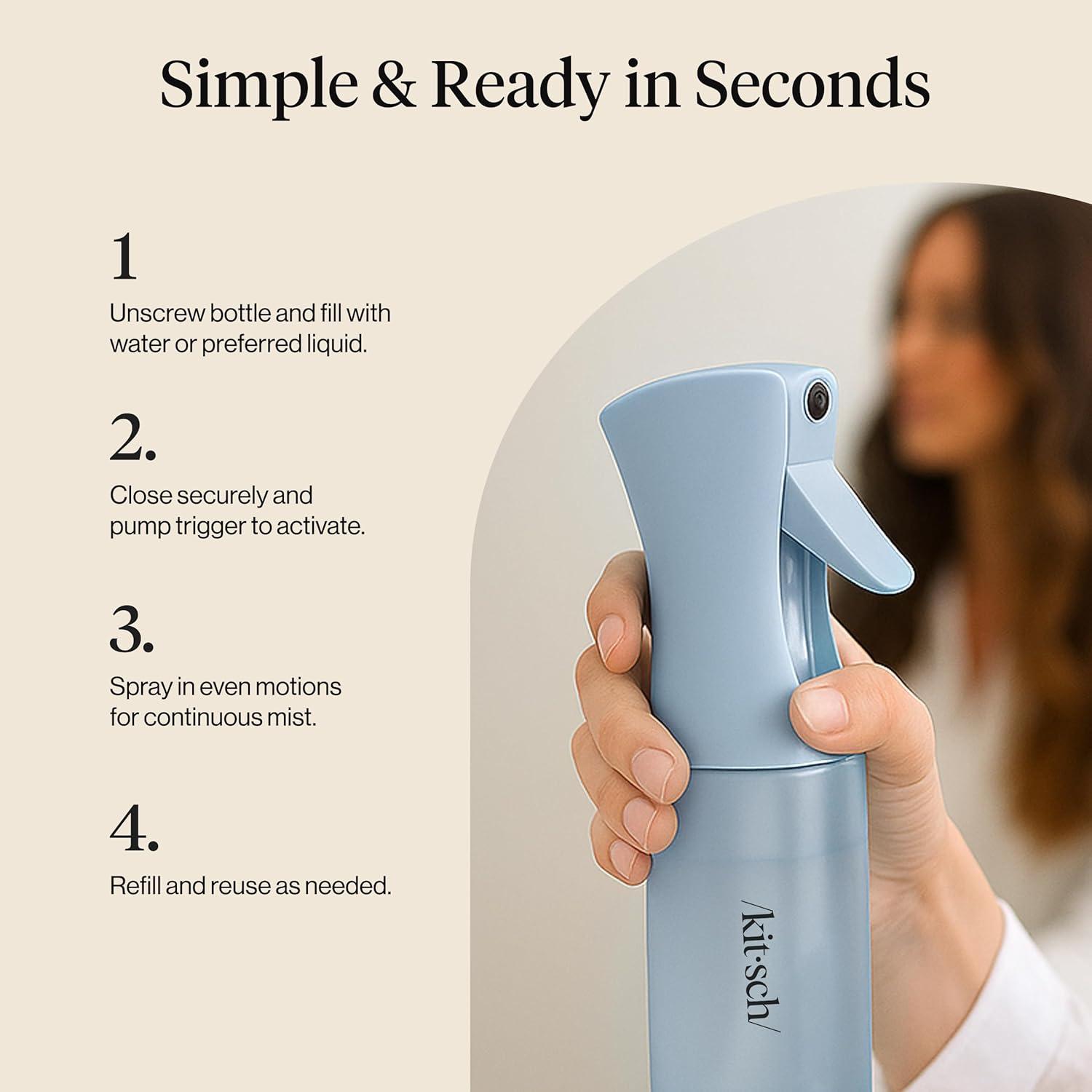 imageKitsch Continuous Spray Bottle for Hair Fine Mist Water Mister amp Water Spray Bottle Recycled Hair Spray Bottle Spray Bottles for Cleaning Styling Plants amp More Terracotta 150mlHaze Blue