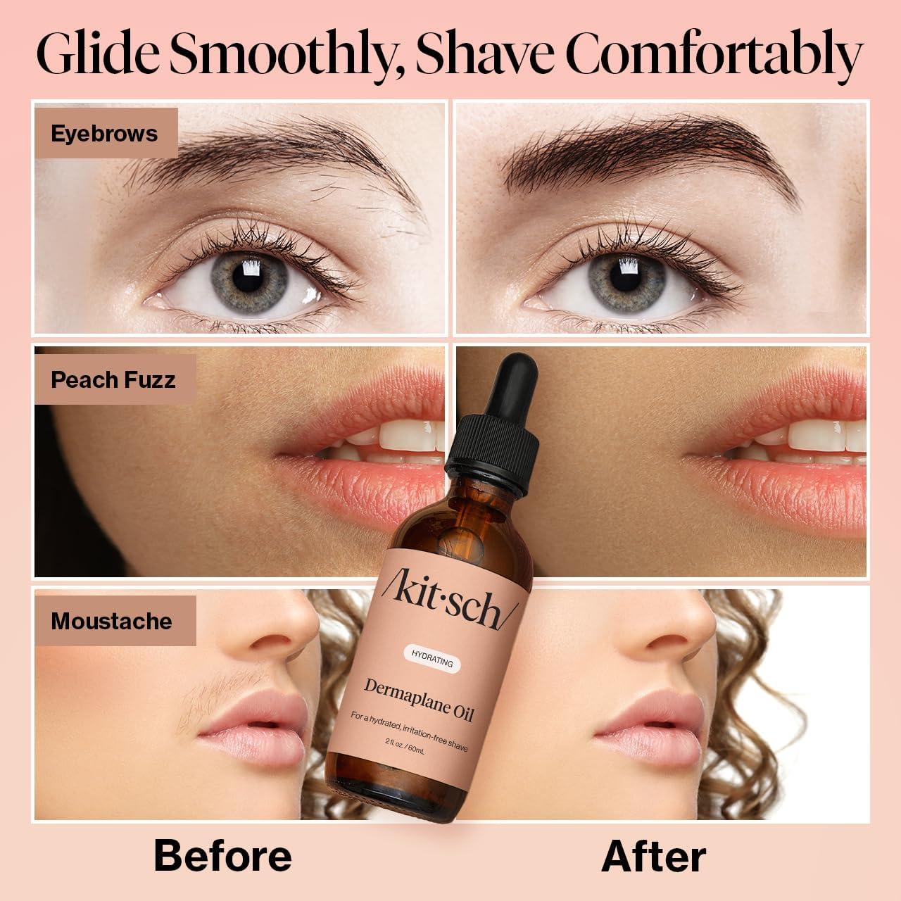 imageKitsch Dermaplane Face Oil with Jojoba amp Argan Oil Hydrating Facial Formula for Dermaplaning Tool Gua Sha amp Razor Use IrritationFree Shave Oil for Soft Radiant Skin 2oz