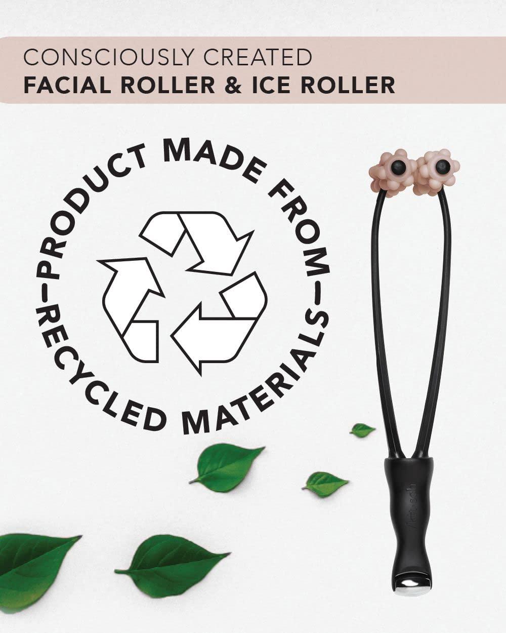 imageKitsch Facial Lifting Roller for Wrinkles amp Firming 2in1 Eye amp Face Massager Tool Lymphatic Drainage Massager Rollers Skin Roller for Face Facial Rollers Jawline Sculpting amp Neck LiftingBlack