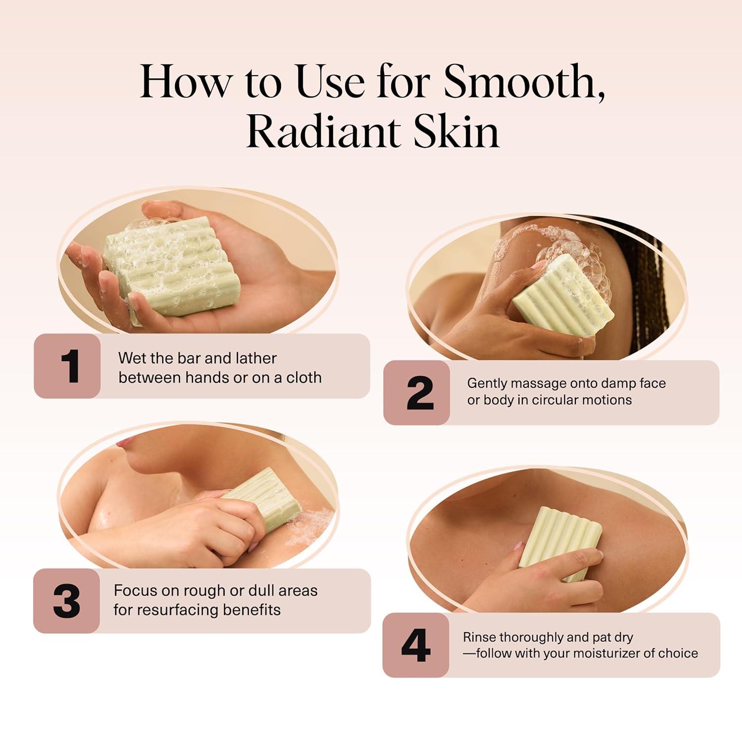 imageKitsch Glycolic Acid Face amp Body Wash Bar Resurfacing Bar Soap with Shea Butter for Smoother Brighter Skin Gentle Soap amp Body Wash Women amp Men Love Cucumber amp Eucalyptus Scent Bath Soap 4 ozCucumber Eucalyptus Scent Bath Soap