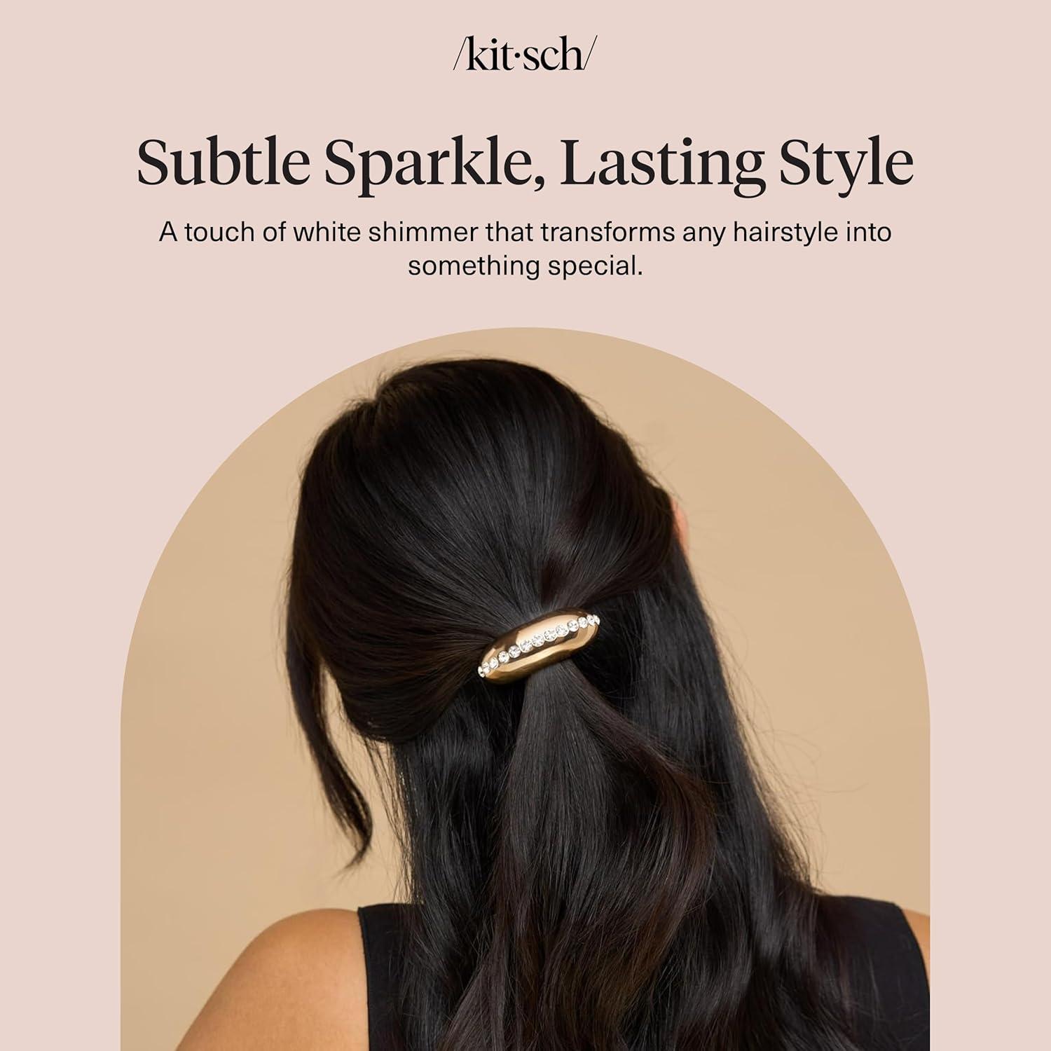 imageKitsch Gold Hair Cuff Metal Ponytail Cuff for Braids Updos amp Everyday Hairstyle Durable amp Elegant Hair Ties Girl Fashion Accessories Medium 1pcRhinestone Gold